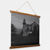 Vuurtoren bij nacht hangend wandkleed (Gebogen)