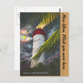 Vuurtoren bij nacht Key West, Florida Briefkaart (Voorkant / Achterkant)