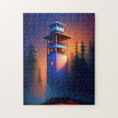 Vuurtoren bij nacht legpuzzel (Verticaal)