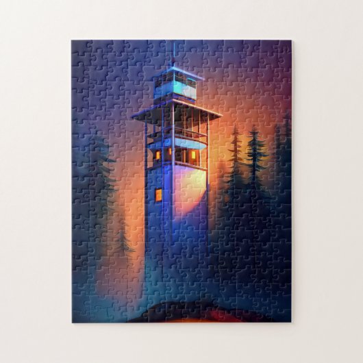 Vuurtoren bij nacht legpuzzel (Verticaal)