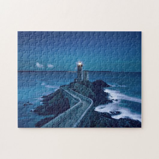 vuurtoren bij nacht legpuzzel (Horizontaal)
