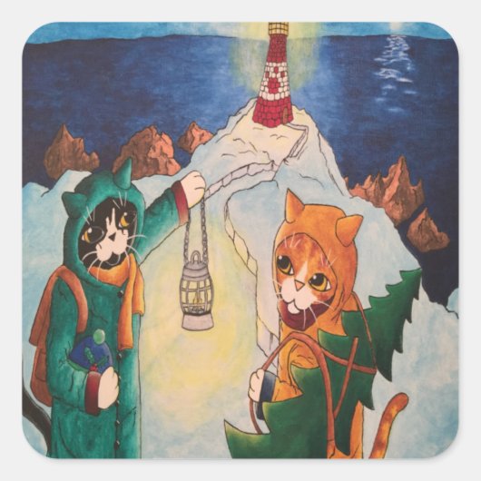 Vuurtoren bij nachtkastjes rechthoekige sticker (Voorkant)