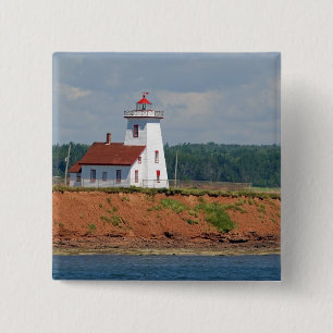Vuurtoren bij North Umberland op Prince Edward Vierkante Button 5,1 Cm