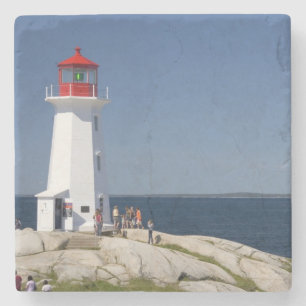 Vuurtoren bij Peggy's Cove, Nova Scotia, Canada. Stenen Onderzetter