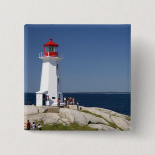 Vuurtoren bij Peggy's Cove, Nova Scotia, Canada. Vierkante Button 5,1 Cm