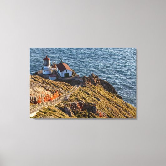 Vuurtoren bij Point Reyes National Seashore Canvas Afdruk (Voorkant)