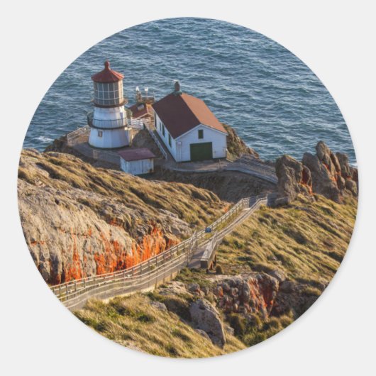 Vuurtoren bij Point Reyes National Seashore Ronde Sticker (Voorkant)