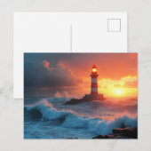 Vuurtoren bij zonsondergang briefkaart (Voorkant / Achterkant)