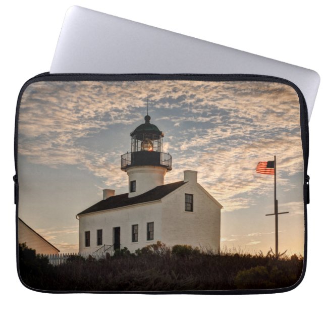 Vuurtoren bij zonsondergang, Californië Laptop Sleeve (Voorkant)
