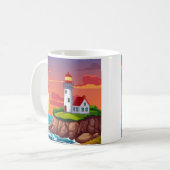 Vuurtoren bij zonsondergang koffiemok (Voorkant links)