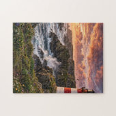 Vuurtoren bij zonsondergang legpuzzel (Horizontaal)