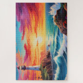 🌅Vuurtoren bij zonsondergang Legpuzzel (Verticaal)