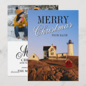 Vuurtoren bij zonsondergang met Kerstversiering Feestdagenkaart (Voorkant / Achterkant)