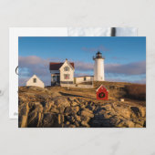 Vuurtoren bij Zonsondergang met Kerstversiering Feestdagenkaart (Voorkant / Achterkant)