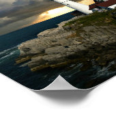 Vuurtoren bij zonsondergang poster (Hoek)