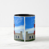 Vuurtoren Blauw Wit Rood Koffie Tijd Foto Mok (Midden)