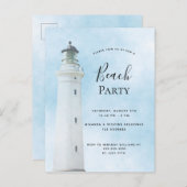 Vuurtoren blauw zomerfeest briefkaart (Voorkant / Achterkant)