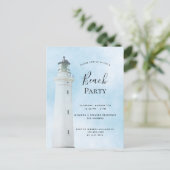 Vuurtoren blauw zomerfeest briefkaart (Staand voorkant)