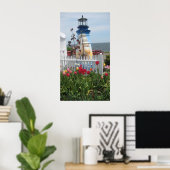 Vuurtoren, bloemen en oceaandruk poster (Thuiskantoor)