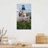 Vuurtoren, bloemen en oceaandruk poster (Keuken)