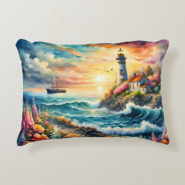 Vuurtoren Bloementuin op het Zee Accent Kussen