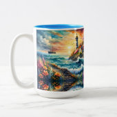 Vuurtoren Bloementuin op het Zee Tweekleurige Koffiemok (Links)