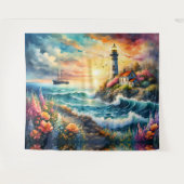 Vuurtoren Bloementuin op het Zee Wandkleed (Voorkant (horizontaal))