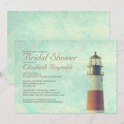 vuurtoren Bridal Shower-uitnodigingen Kaart (Voorkant / Achterkant)