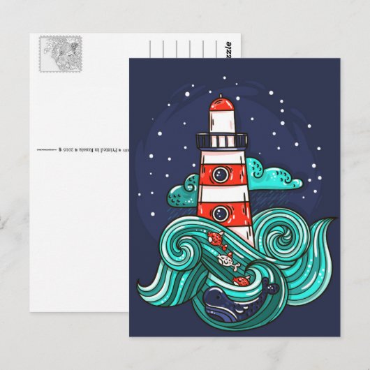 vuurtoren briefkaart (Voorkant / Achterkant)