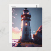 vuurtoren, Briefkaart voor postovergangen (Voorkant / Achterkant)