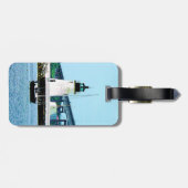 Vuurtoren, brug en boten, Newport, RI Bagagelabel (Achterkant horizontaal)