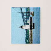 Vuurtoren, brug en boten, Newport, RI Legpuzzel (Verticaal)