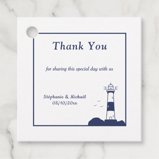 Vuurtoren bruiloft dank u bedankjes labels (Voorkant)