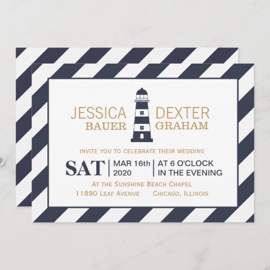 Vuurtoren bruiloft kaart (Voorkant / Achterkant)