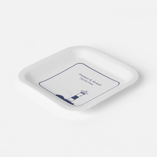 Vuurtoren bruiloft papieren bordje (Gebogen)