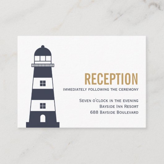 Vuurtoren bruiloft receptie informatiekaartje (Voorkant)