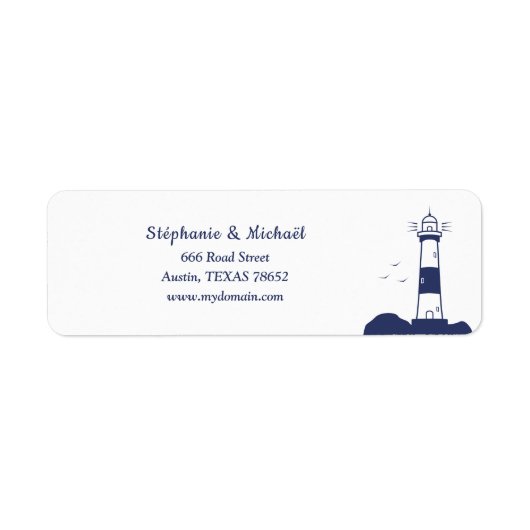 Vuurtoren Bruiloft Retouradres Label (Voorkant)