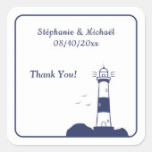 Vuurtoren bruiloft vierkante sticker (Voorkant)
