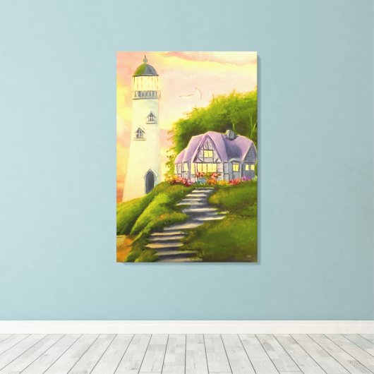 Vuurtoren Canvas Afdruk (Insitu (Houten vloer))
