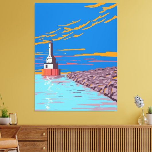 vuurtoren canvas afdruk (Insitu (Woonkamer))