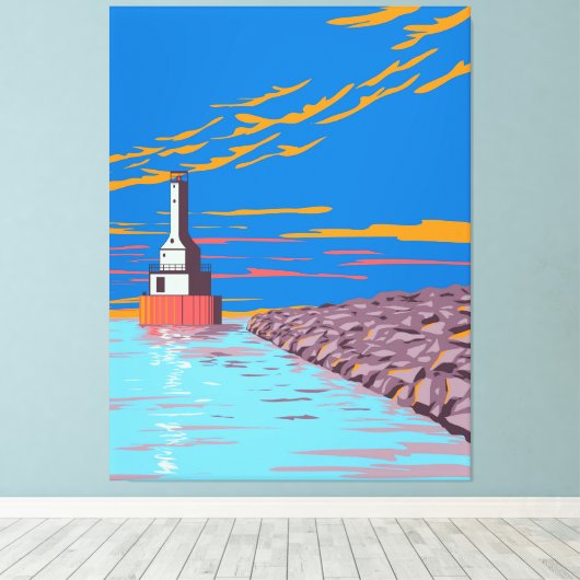 vuurtoren canvas afdruk (Insitu (Houten vloer))