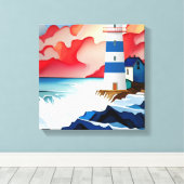 vuurtoren canvas afdruk (Insitu (Houten vloer))