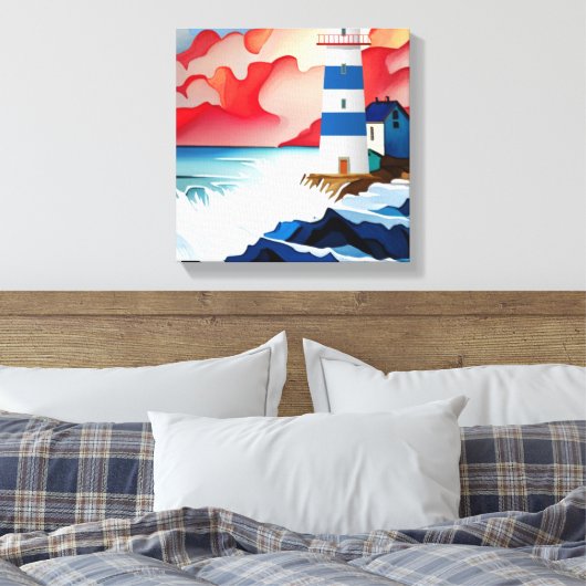 vuurtoren canvas afdruk (Insitu (Slaapkamer))