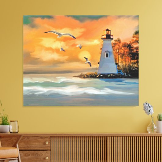 vuurtoren canvas afdruk (Insitu (Woonkamer))