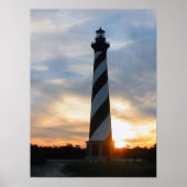 Vuurtoren Cape Hatteras bij zonsondergang Poster (Voorkant)