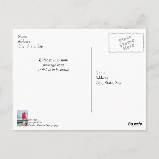 Vuurtoren Charlevoix South Pierhead Hartelijk dank Briefkaart (Achterkant)