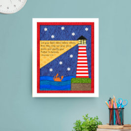 Vuurtoren collage met krab Inspirerend Poster