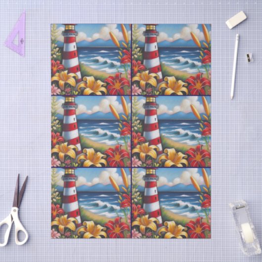 Vuurtoren & Daglelies Nautilus Decoupage Tissuepapier (Craft)