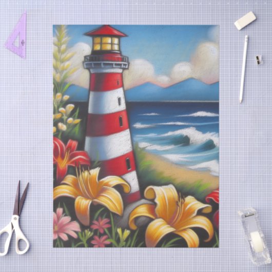 Vuurtoren & Daylilies Nautische Decoupage Tissuepapier (Craft)