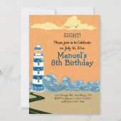 Vuurtoren door het Zee Verjaardagsfeest Kaart (Voorkant)